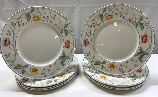 Lot 8+ VILLEROY & BOCH Albertina Plates GERMANY: Lot 8+ VILLEROY & BOCH Albertina Plates GERMANY 8 porcelain dinner plates. Plates feature a multi-color floral vine design with pastel shades. Signed & marked. Reads VILLEROY & BOCH ALBERTINA. Surface