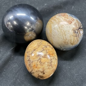 Lot 3 Marble Onyx Rock Ball Egg Paper Weight
