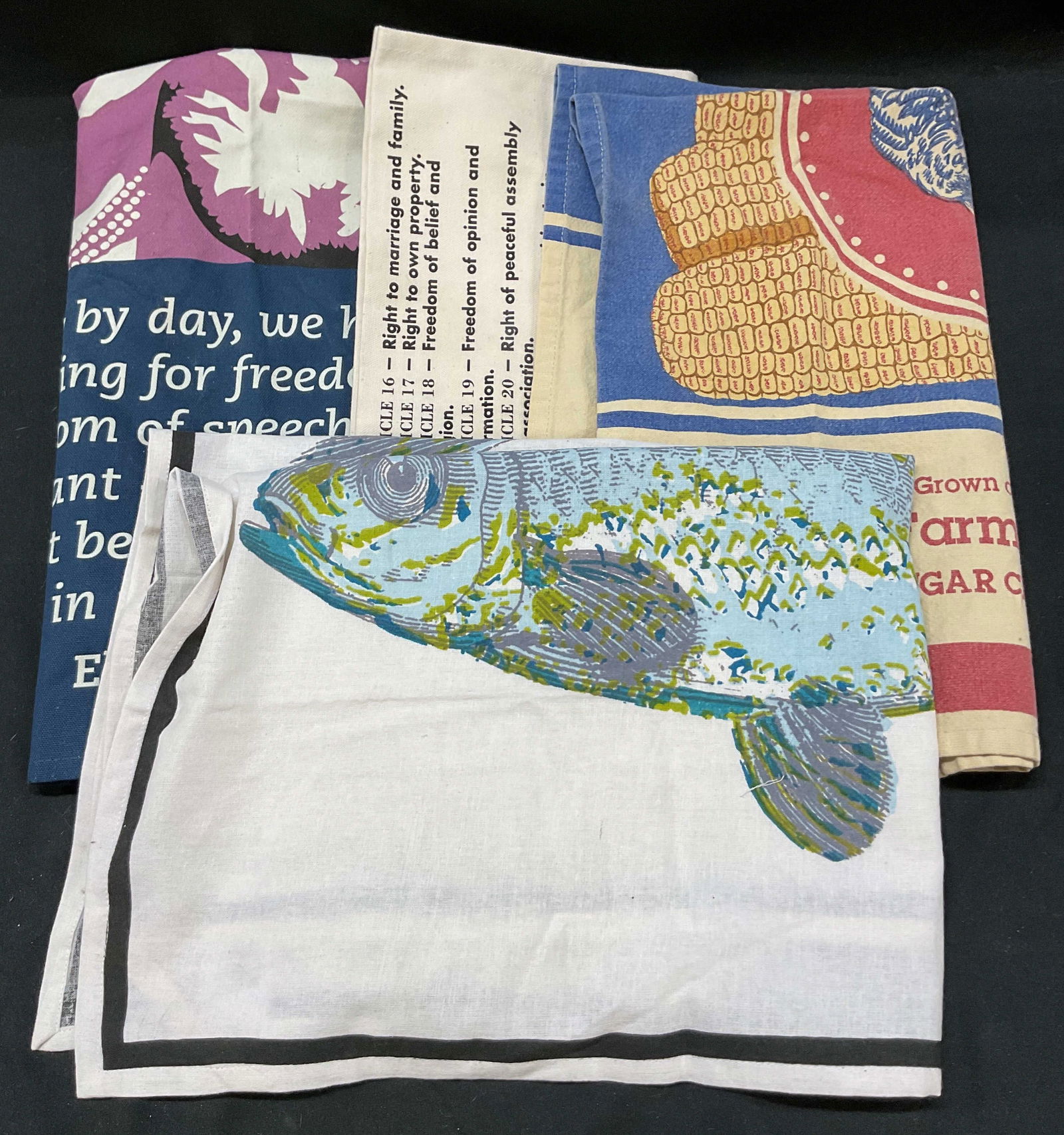 Lot 4 Vtg Mahogany Radical Tea Towel Table Linen (1 of 7)