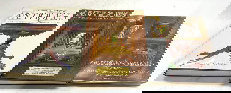Lot 3 Vtg Coffee Table & Art Books Illustr: Lot includes 3 books VICTORIAN DIARIES BY JOANNA WISSINGER (first edition published 1990), THE ILLUSTRATED HISTORY OF ANTIQUES BY HUON MALLALIEU (published 1991), & ANTIQUES AN ENCYCLOPEDIA OF THE DEC