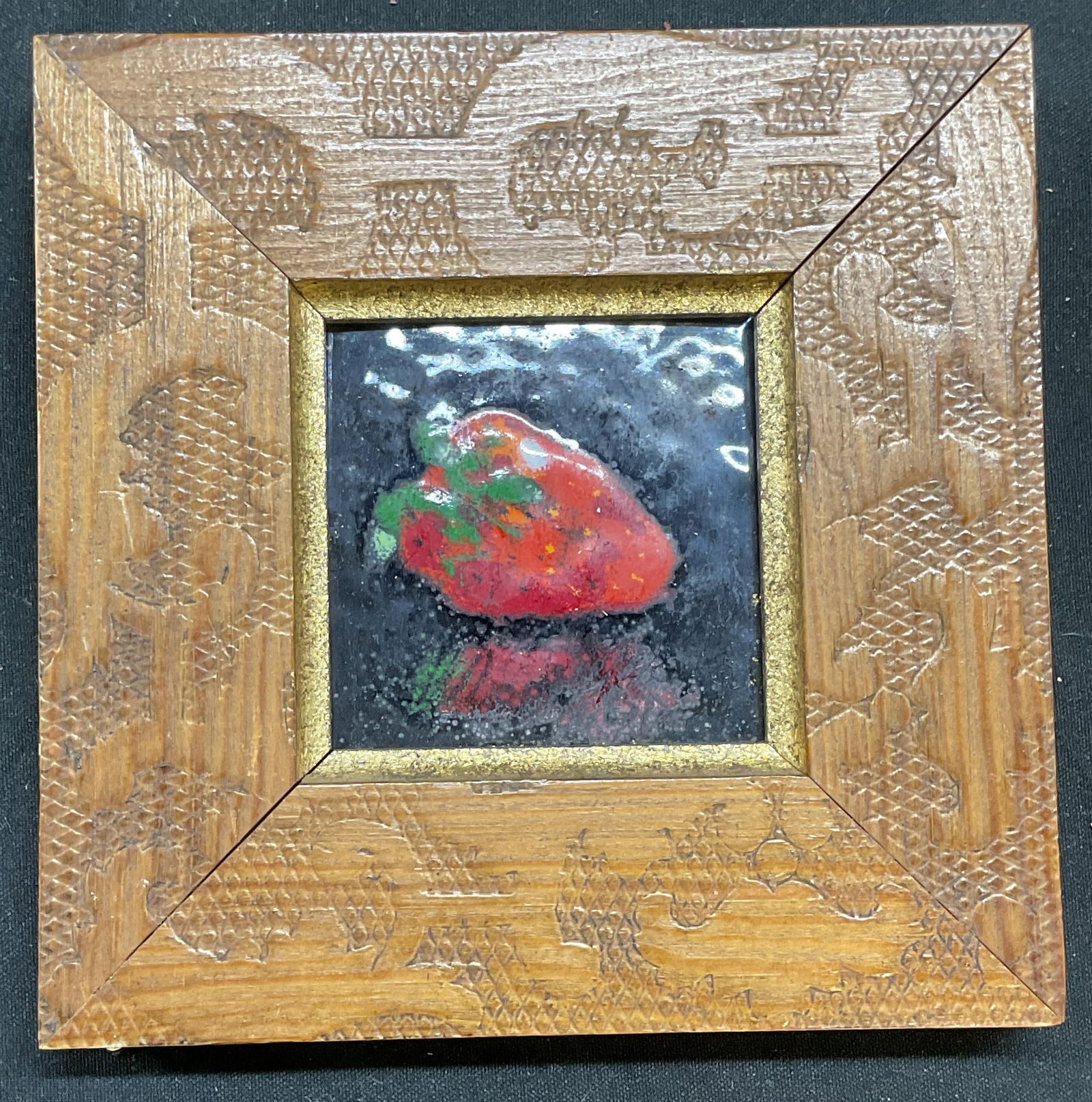 Framed Enameled Metal Panel, Strawberry (1 of 6)