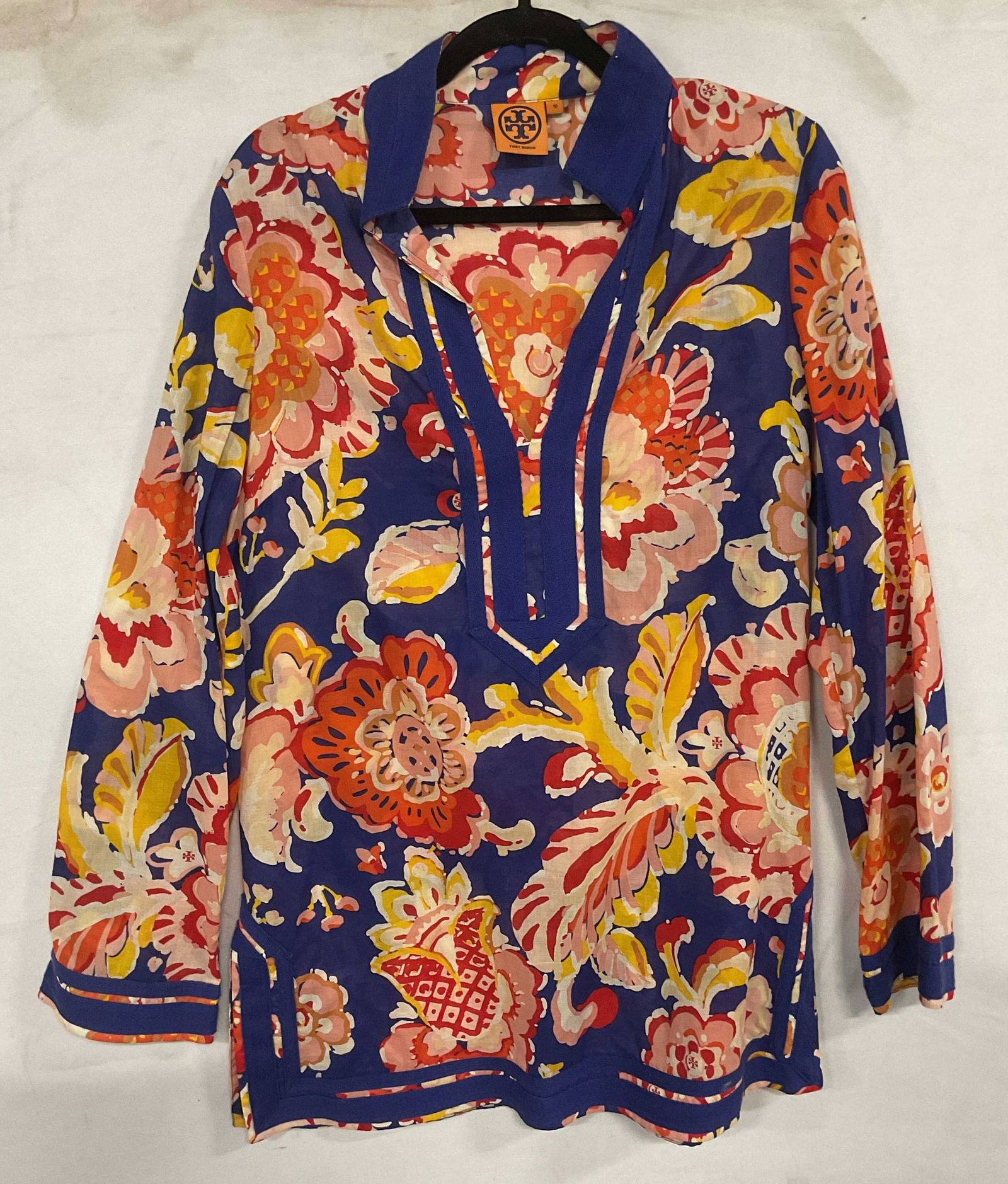 Tory Burch Blue Red Floral Tunic (1 of 6)