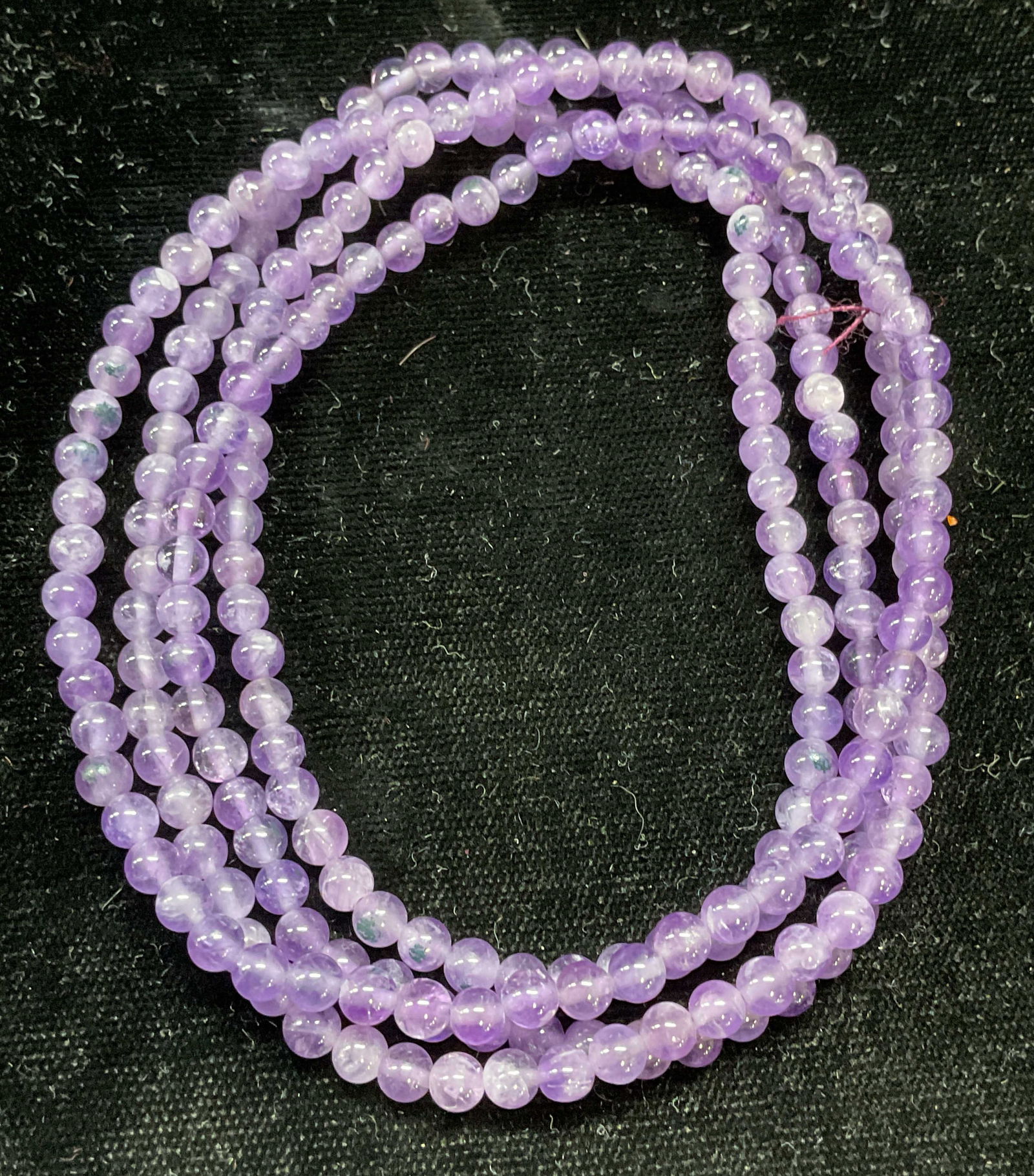 Vintage Handmade Amethyst Beaded Necklace: Vintage handmade amethyst beaded necklace. Drop length approx 17 inches. Some scratching observed. Jewelry, estate jewelry, fine jewelry, cocktail jewelry, fashion jewelry, accessories, fashion access