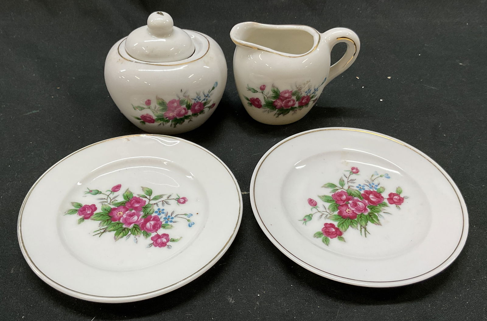 Set 4 Vtg Porcelain Miniature Floral Tea Set Japan (1 of 9)
