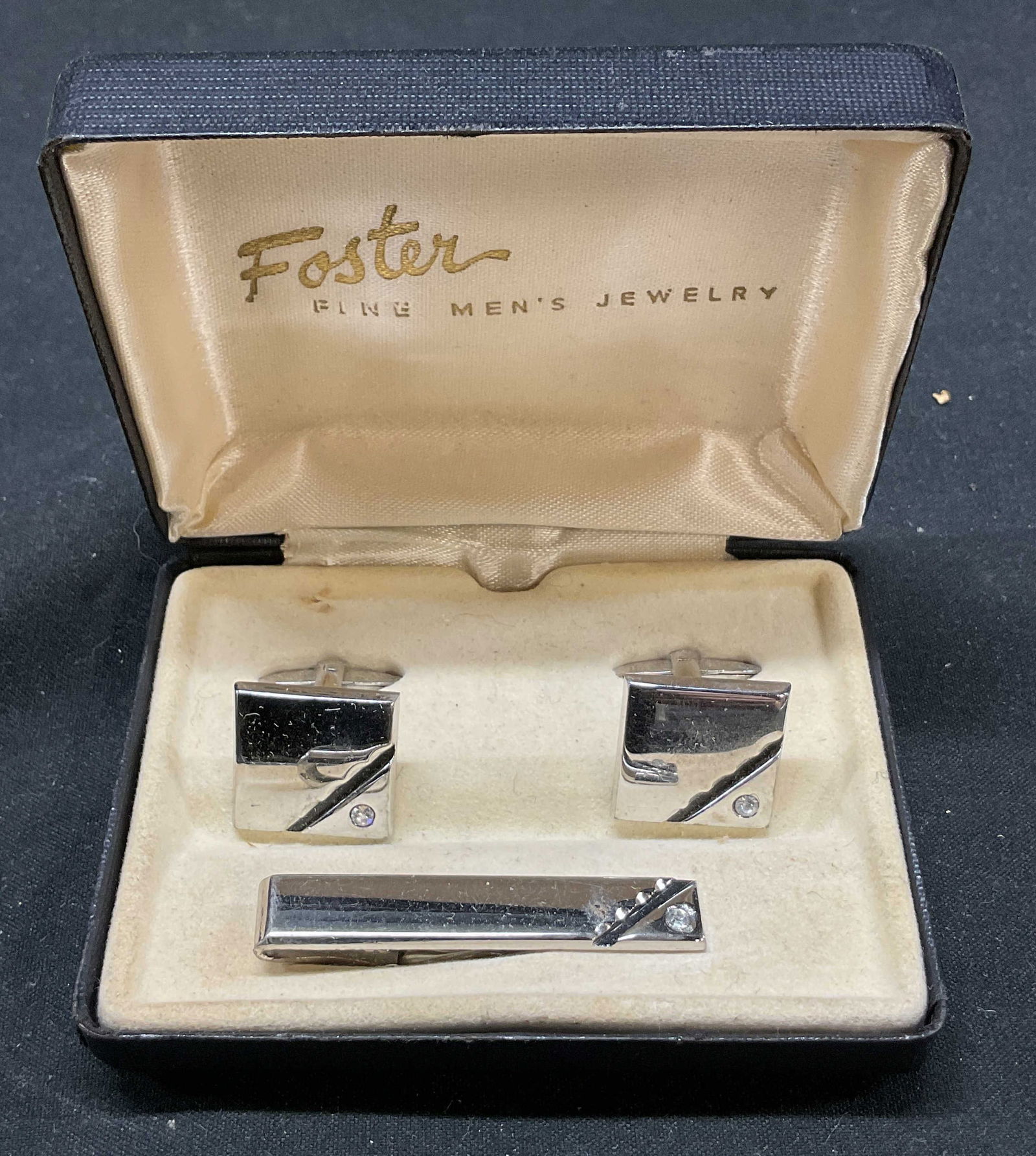 Set 3 Foster Silver Tie Clip Cuff Links (1 of 6)