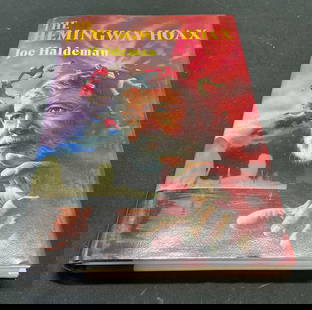 1st Edt Hemingway Hoax, Haldeman, 1990 Book: Hardcover first edition copy of The Hemingway Hoax by Joe Haldeman. Morrow, 1990. Measures approx 8.5 x 5.5 inches. Some wear to cover, pages, and binding consistent with exposure. Book, vintage book,