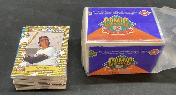 Lot 50+ Comic Ball American Slugger Trading Cards: Group lot of 50+ pieces vintage American Slugger and Comic Ball baseball, trading cards. Cards measure approx 3.5 x 2.5 inches. Not examined individually. All pieces may have wear consistent with expo