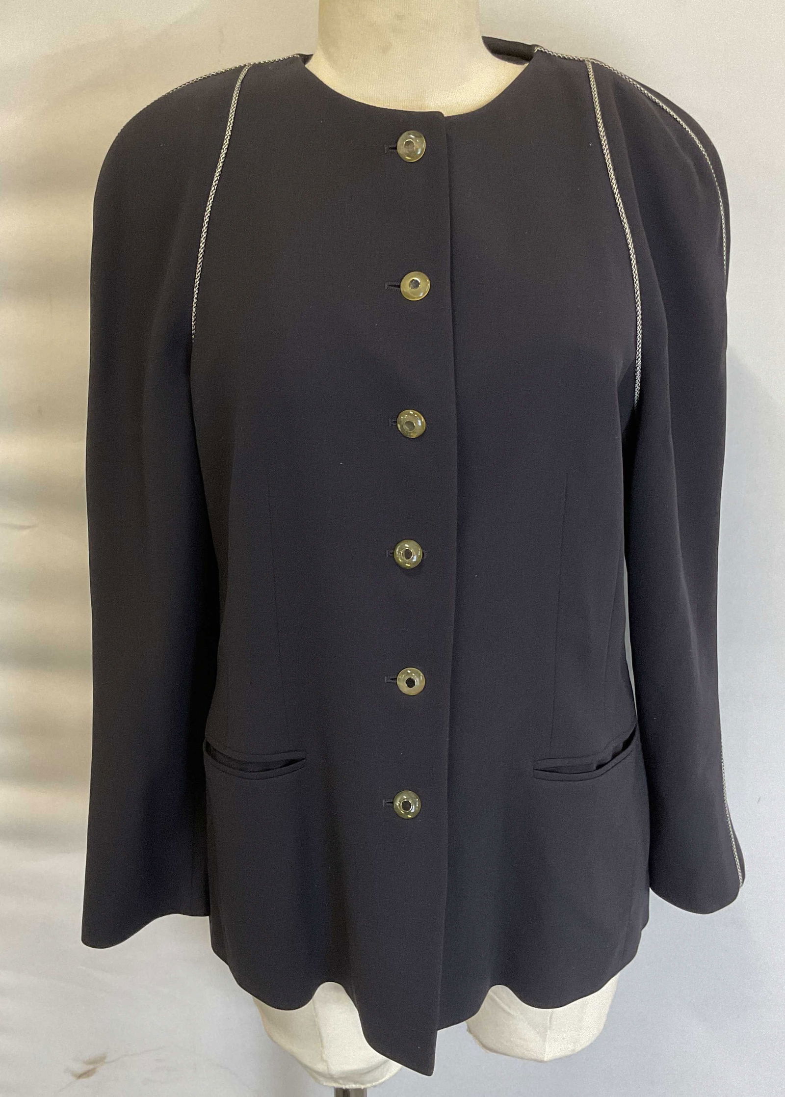 Escada Black Wool Silk Evening Jacket Germany (1 of 6)