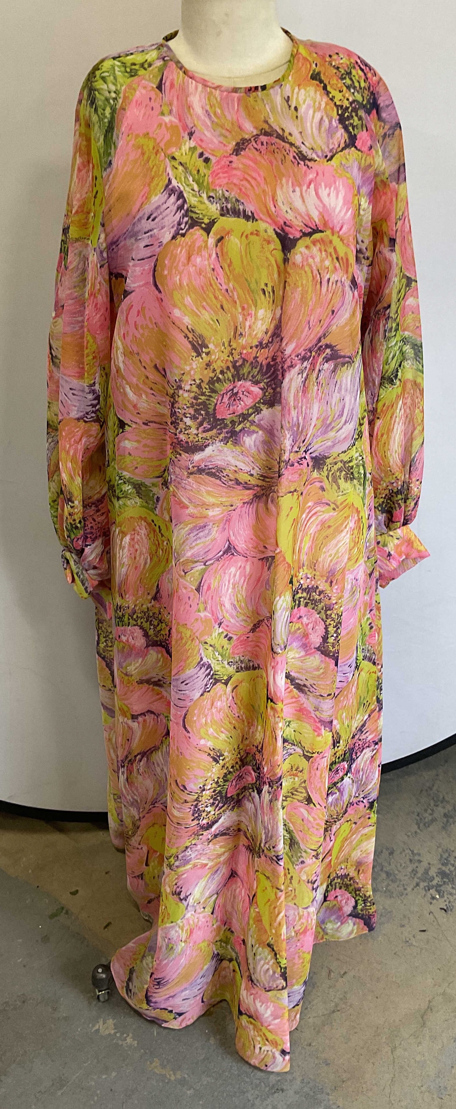 Vtg Don Luis De Espana Pink Floral Maxi Dress Spain (1 of 6)