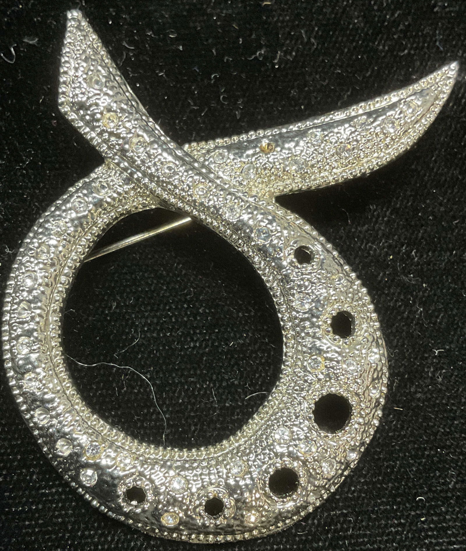 Vintage Silver Tone Crystal Brooch (1 of 7)