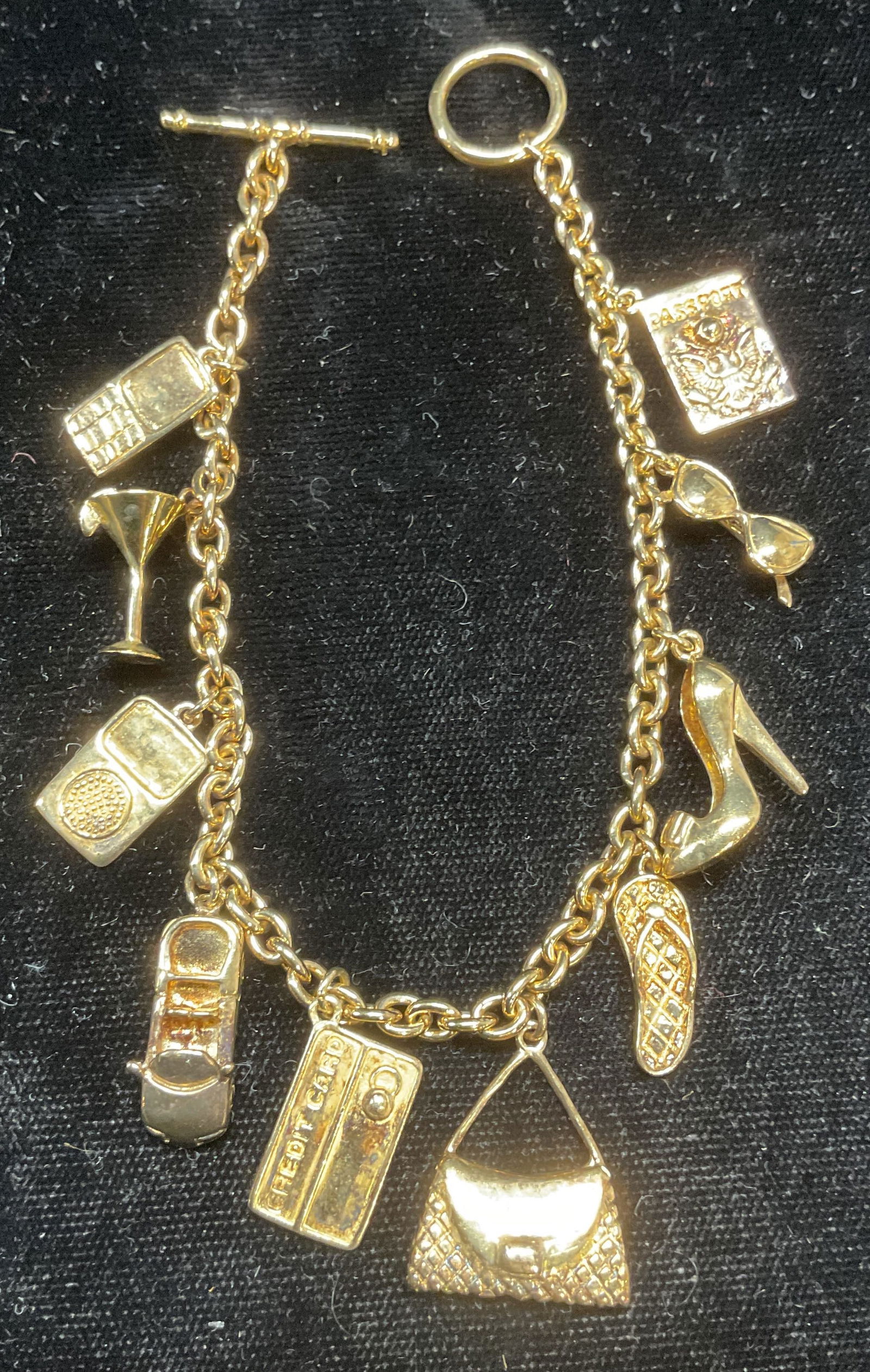 Vtg OTC Gold Pl Sterling Silver Charm Bracelet (1 of 6)