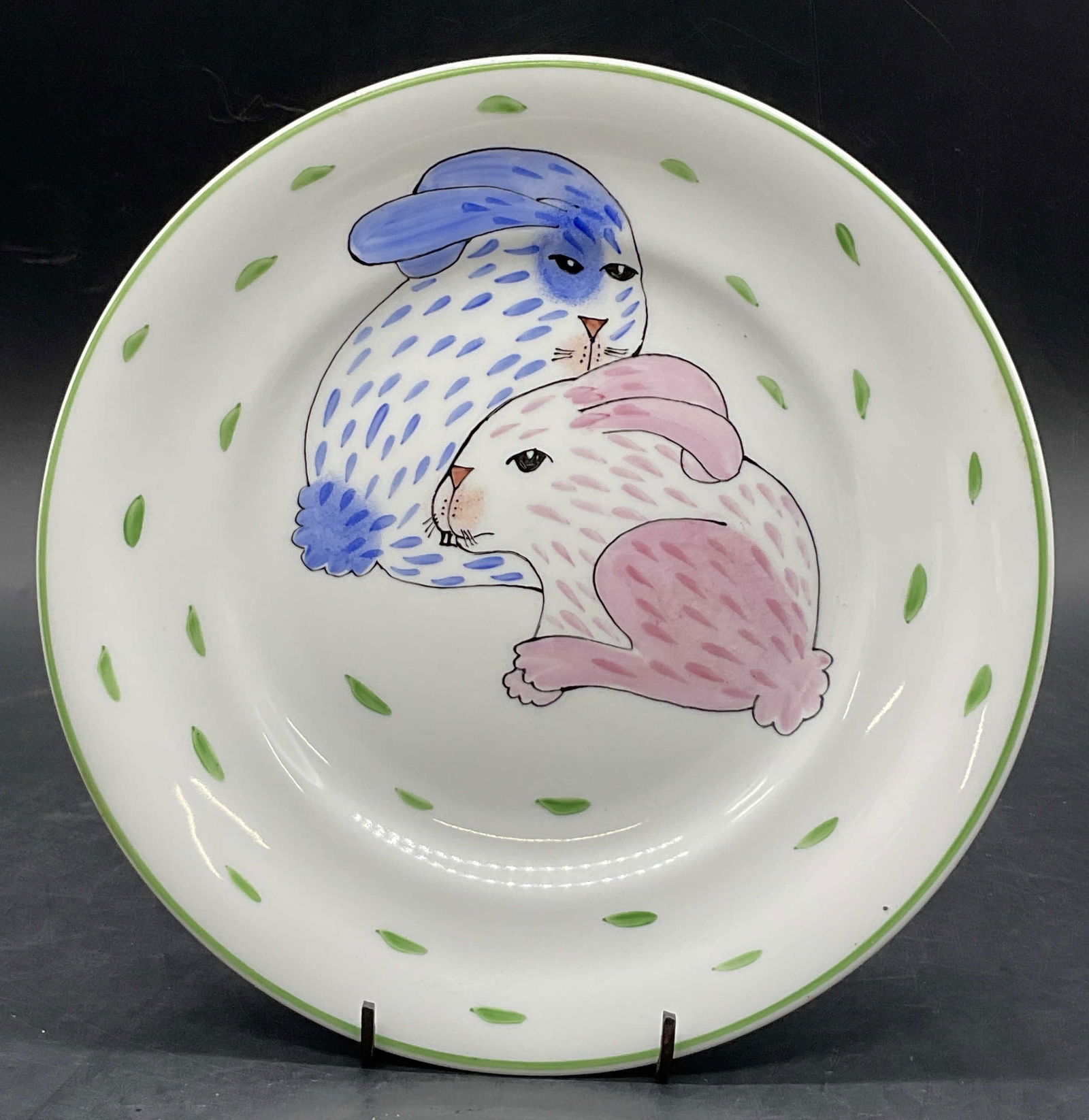 Vintage Hand Painted Rabbit Motif Porcelain Plate (1 of 6)