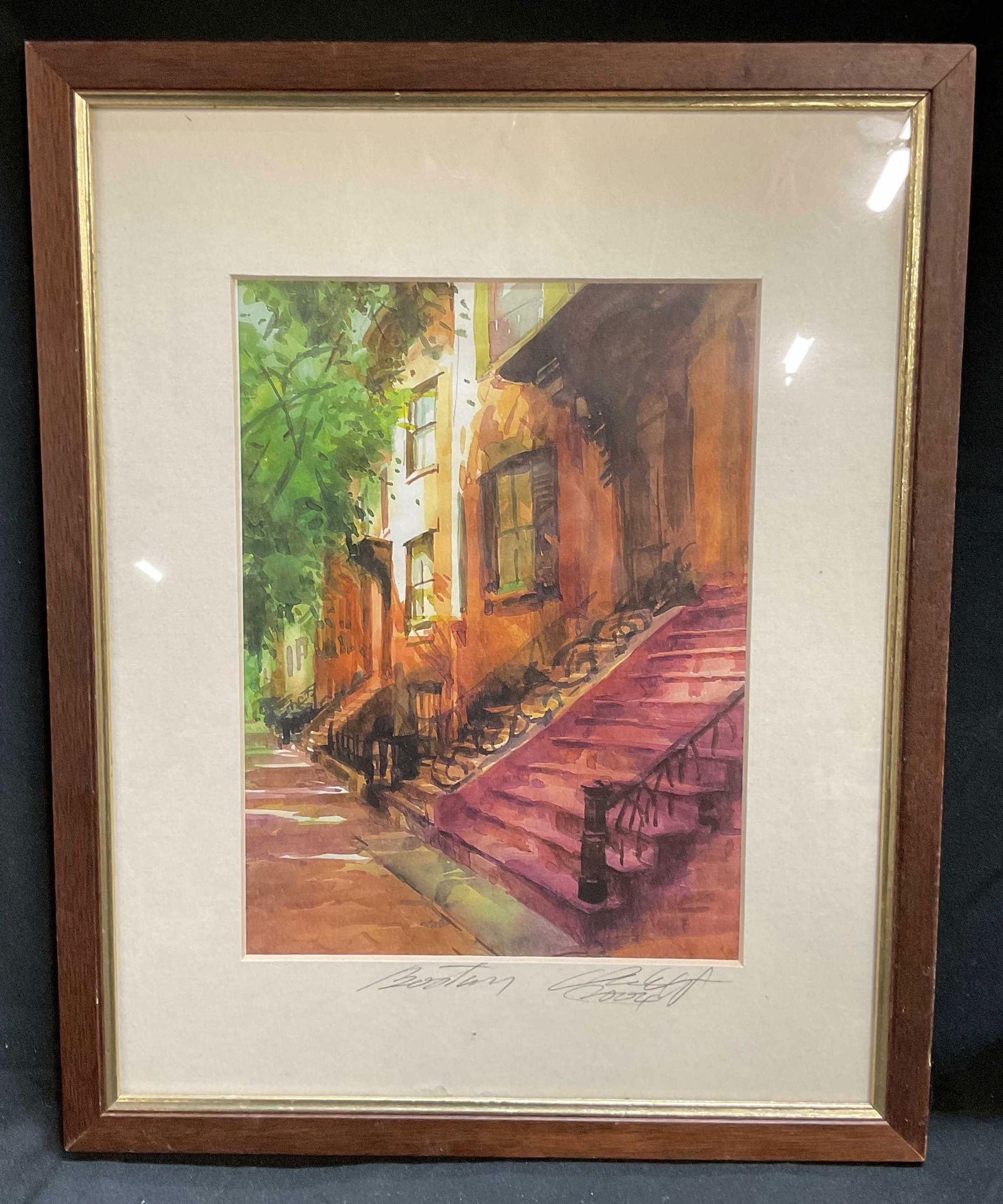 Signed Charlie Wang Boston Street Scene Print (1 of 6)
