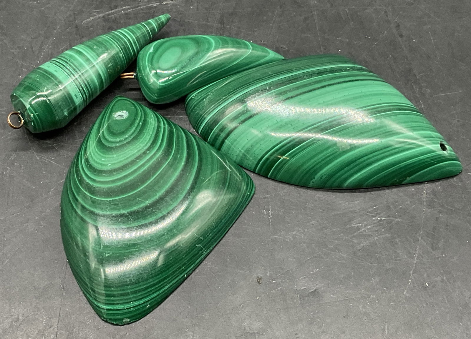 Lot 4 Polished Malachite Jewelry Pendants (1 of 7)