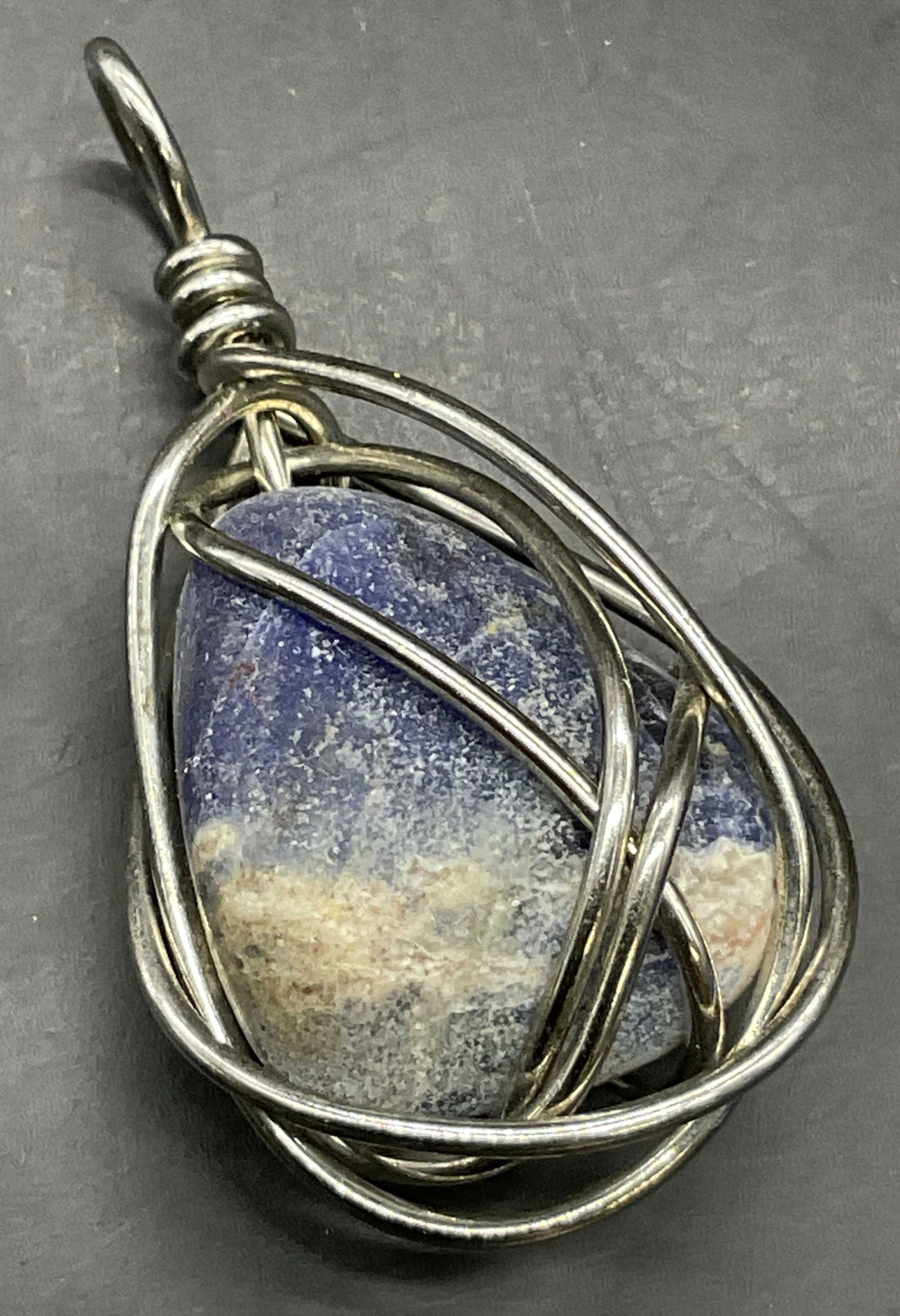 Wire Wrapped Blue Stone Necklace Pendant (1 of 8)