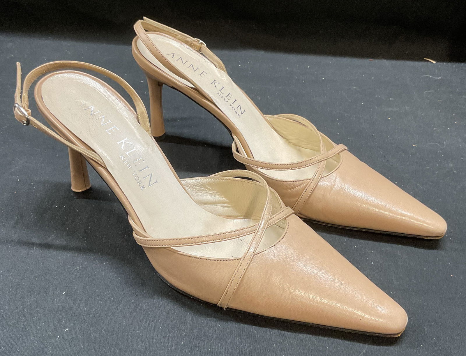 Anne Klein Ankle Strap Tan Leather Heels Italy (1 of 6)