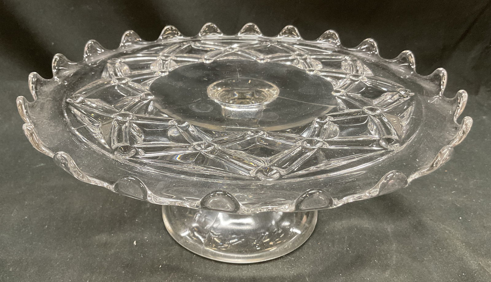 Vtg EAPG Bryce Higbee & Co Gem Nailhead Cake Stand (1 of 8)