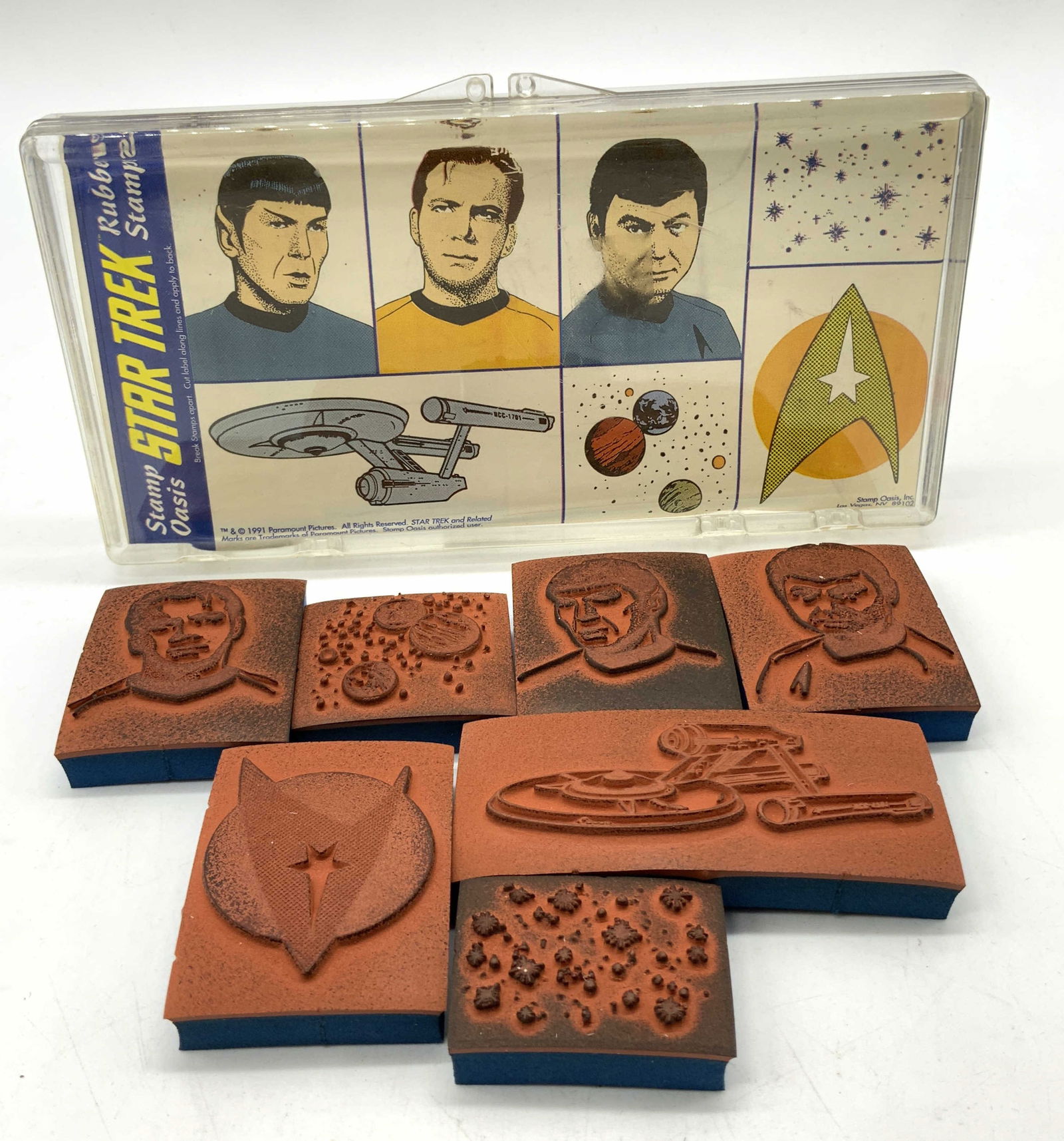 Vntg 1991 Stamp Oasis Stark Trek Rubber Stamp Set (1 of 7)
