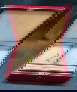 Vtg T. Anthony Red Leather Wood Jewelry Box Italy: Vintage T. Anthony red leather wood jewelry box. Double level component. Velvet inner lining. Key included. Made in Italy. 10 x 8 x 3.5 inches. Some surface wear consistent with exposure, light discol