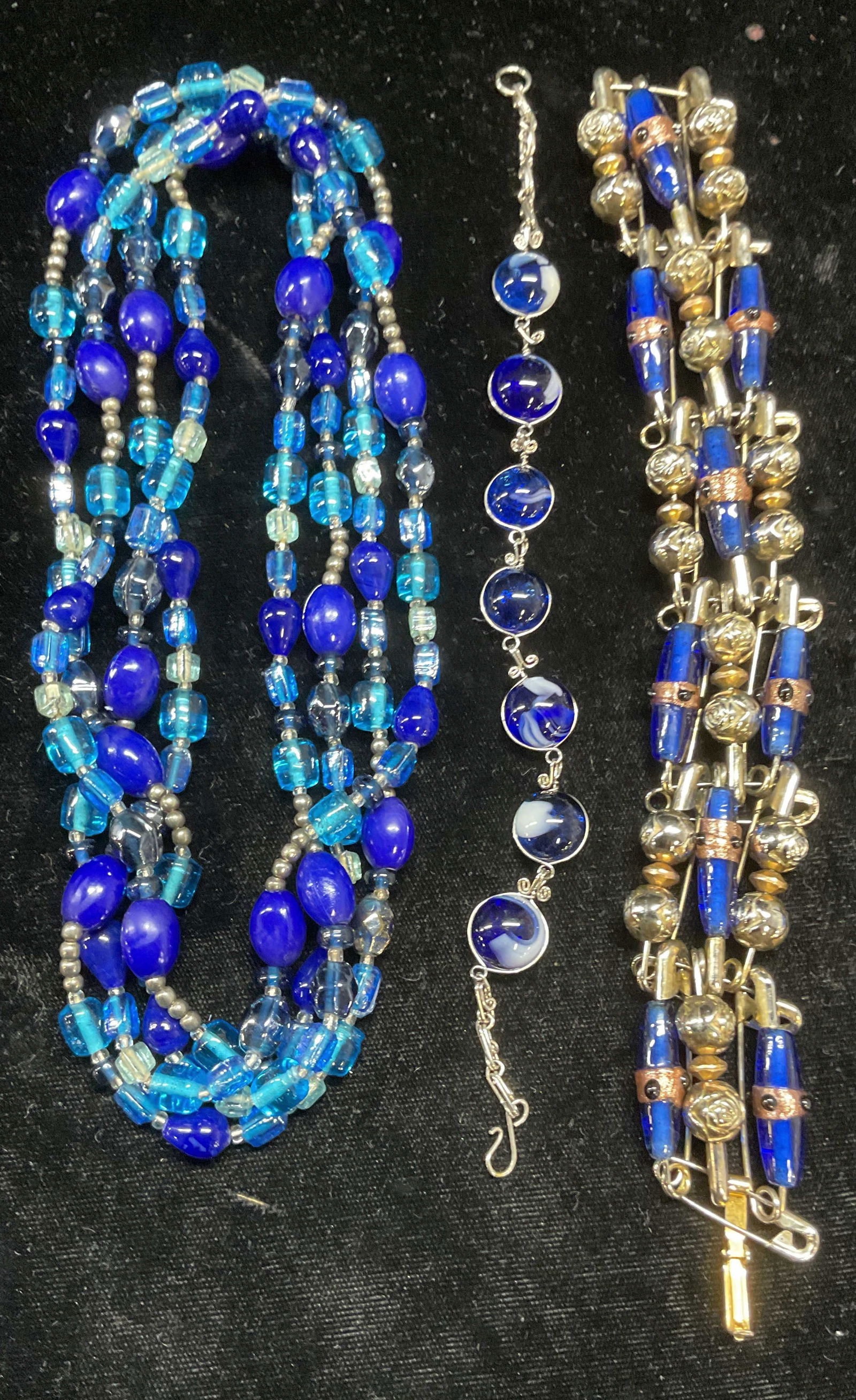 Lot 3 Blue Art Glass Necklaces & Bracelets (1 of 6)