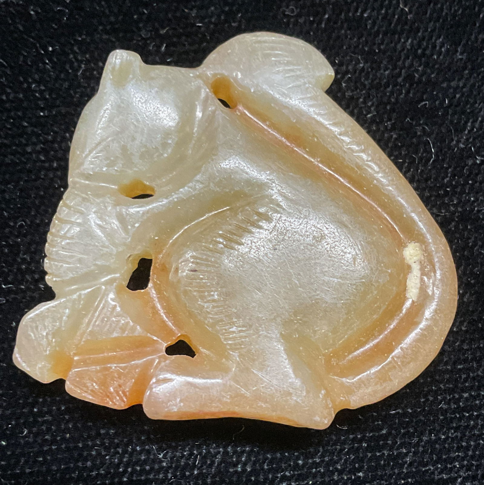 Vintage Carved Jade Squirrel Pendant (1 of 6)