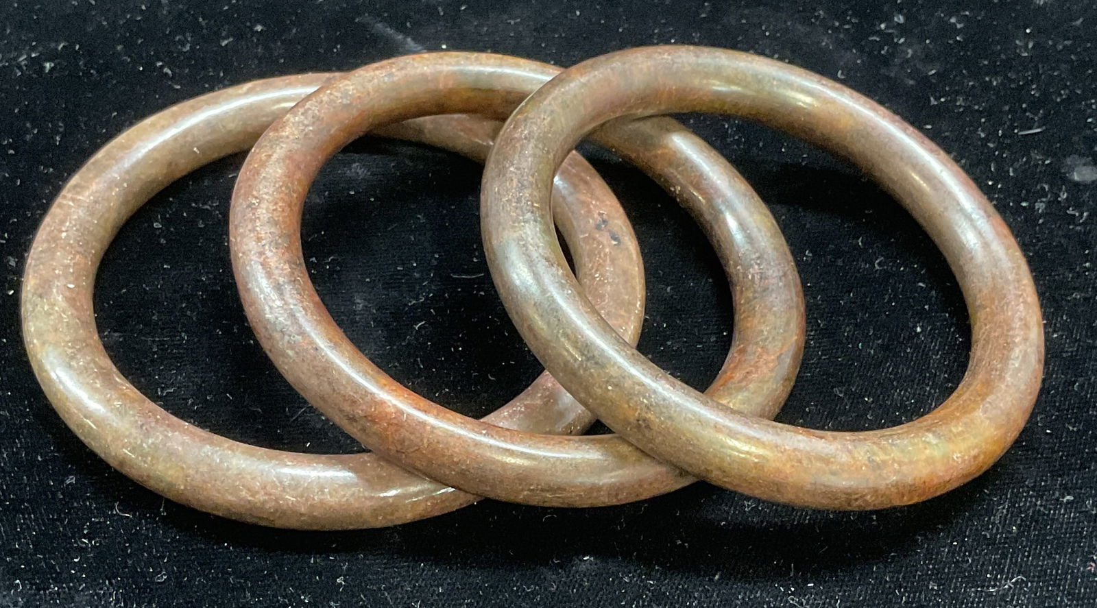Lot 3 Vintage Russet Jade Bangle Bracelets (1 of 6)