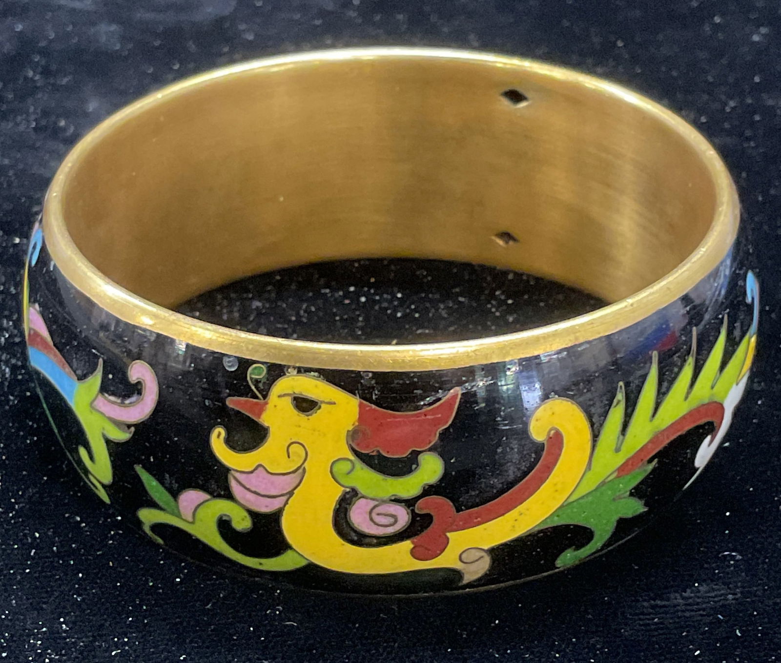 Vintage Brass Cloisonne Enamel Bangle Bracelet (1 of 6)