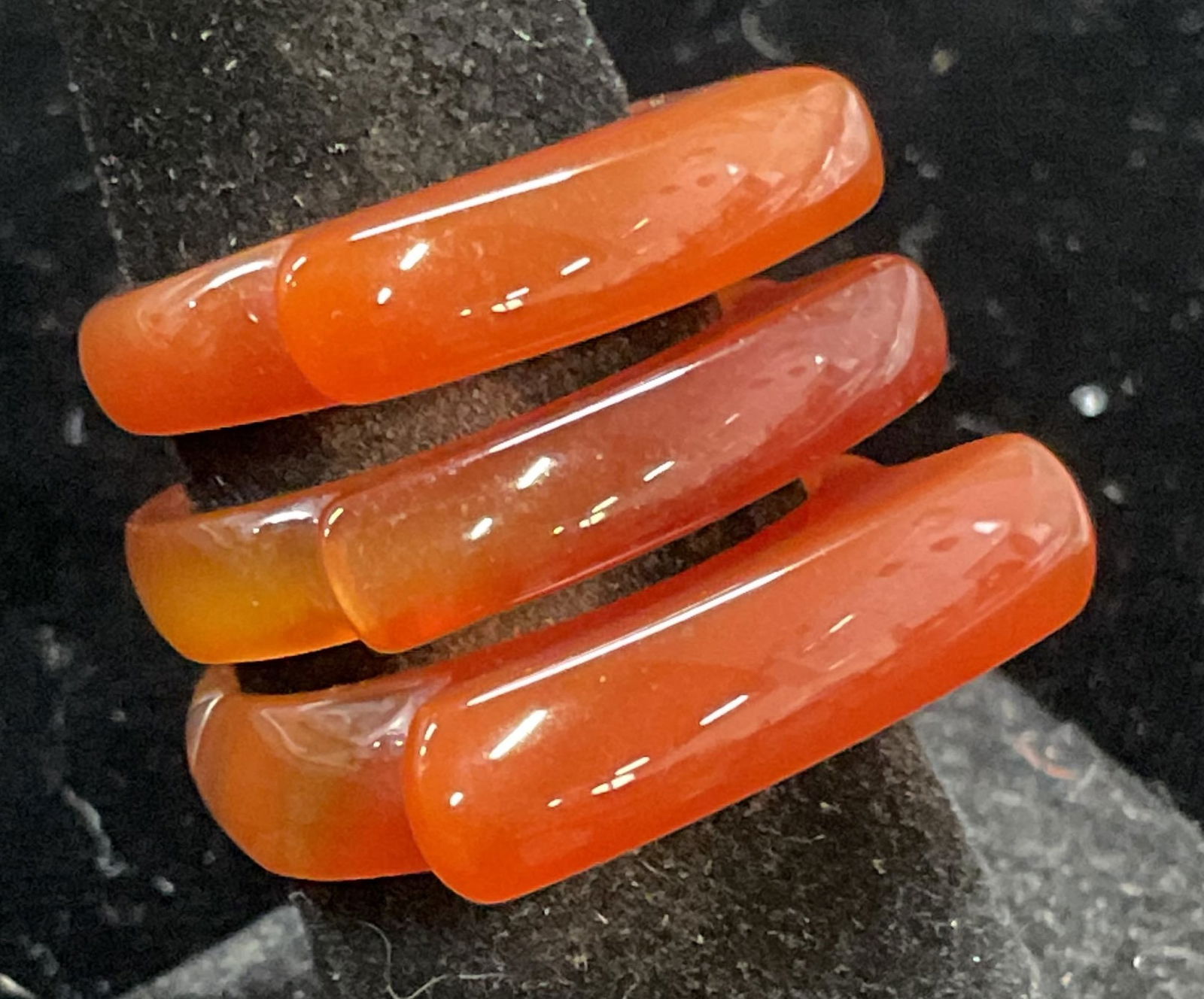 Lot 3 Carved Red Semiprecious Rings (1 of 6)