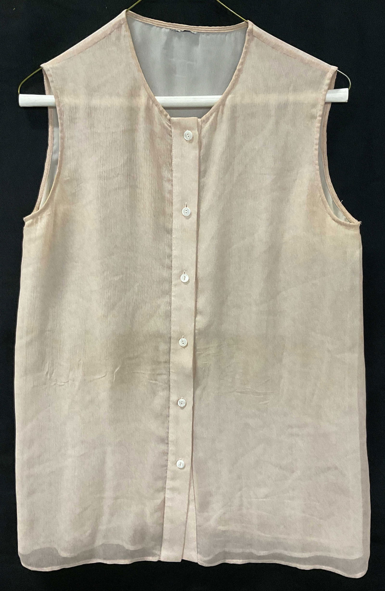 Pink Floral Pattern Button Up Sleeveless Blouse (1 of 8)