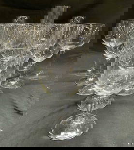 Lot 14 Crystal & Gls Stemware REIDEL & more: Lot includes 14 pieces of stemware, includes wine glasses, champagne flutes, & mimosa glasses. Underside of one 3 glasses are marked for REIDEL. One wine glass is trademarked GEROLSTEINER. Champagne f