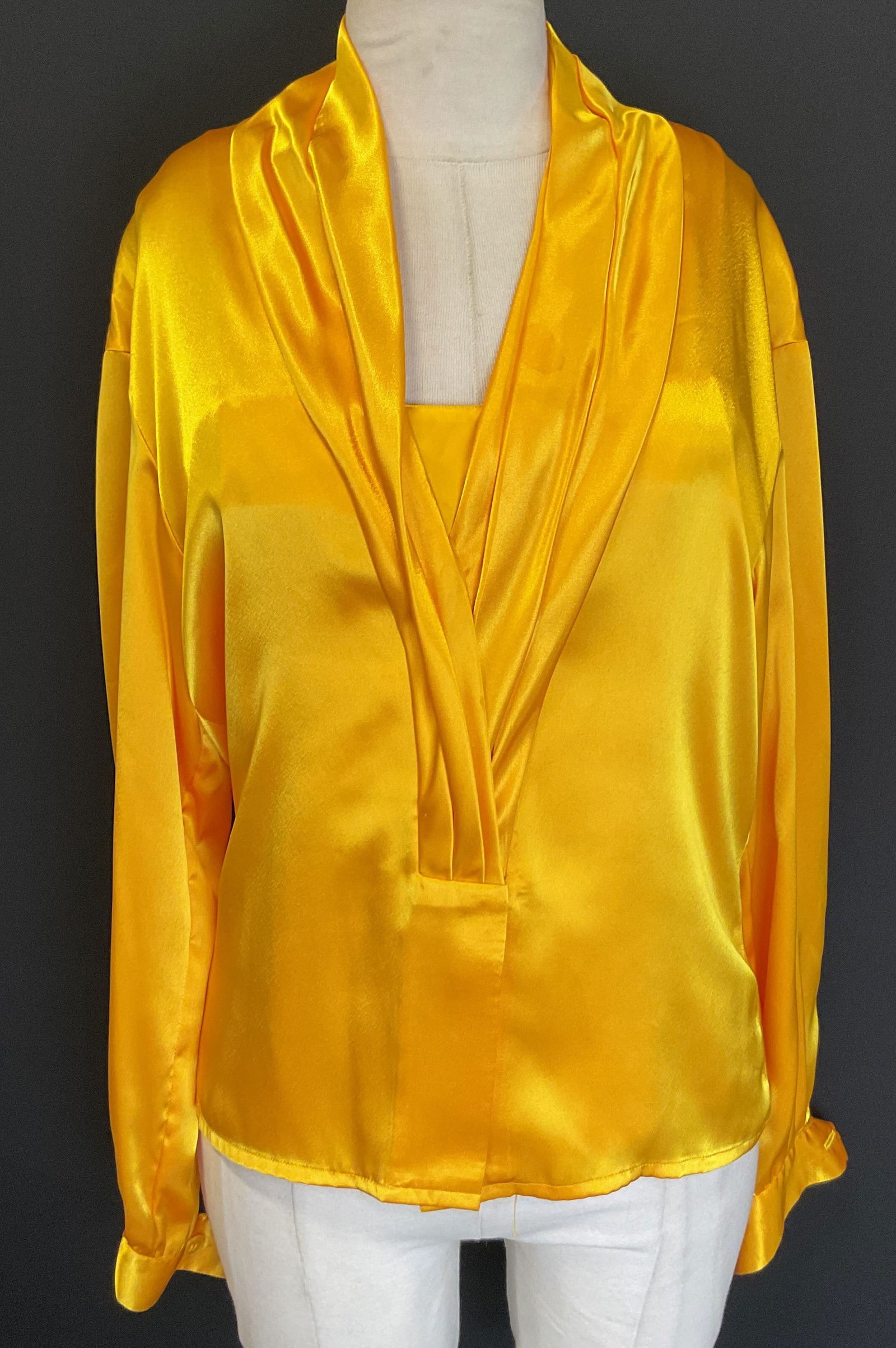Set 2 Vintage Yellow Silk Blouse Tank Top (1 of 11)