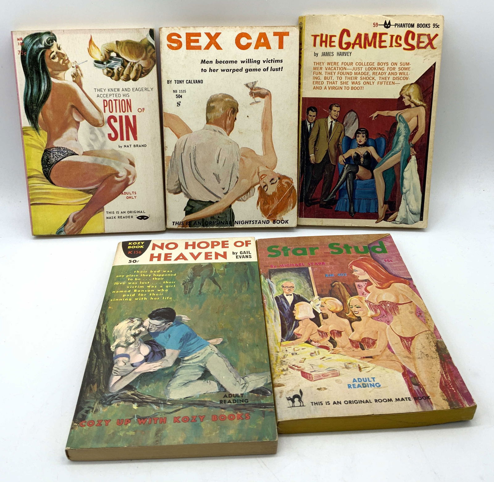Lot 5 Vntg Pulp Fiction Erotica Books 1960s STARR+ (1 of 12)