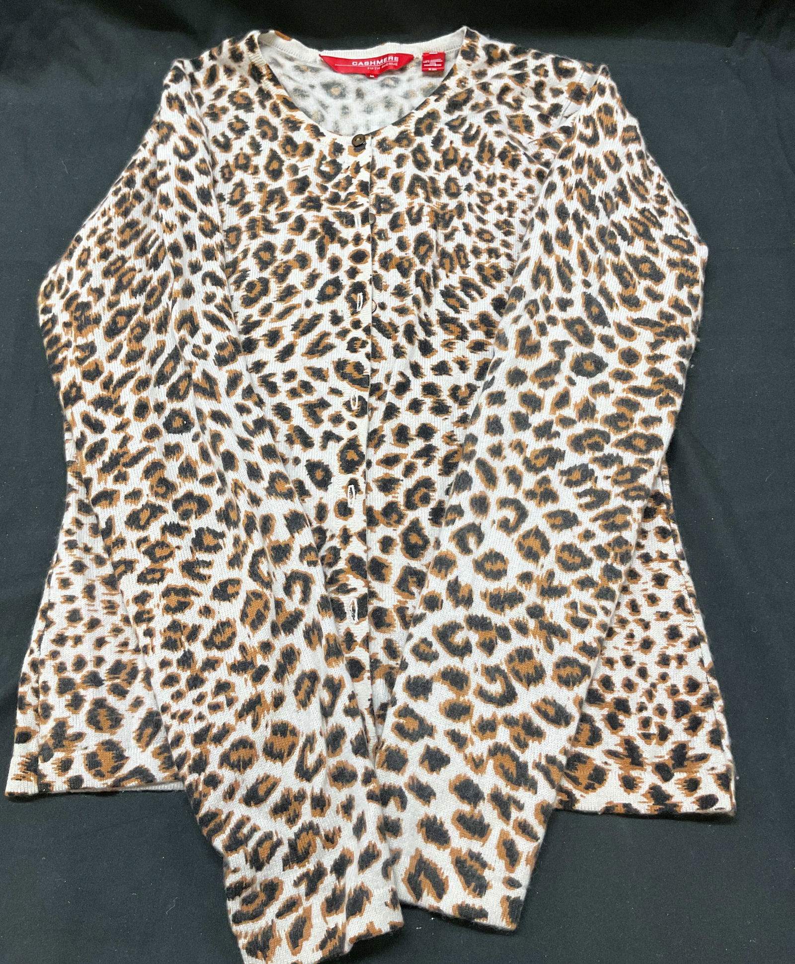 Vtg Fifth Avenue Animal Print Cashmere Top (1 of 7)