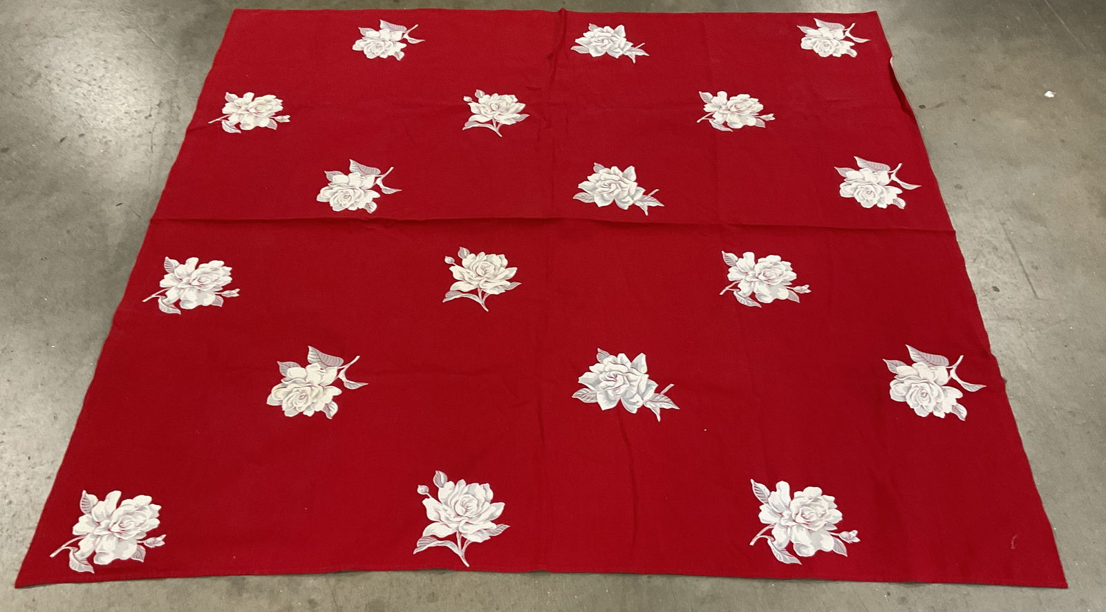 Vintage Red Floral Motif Tablecloth (1 of 7)