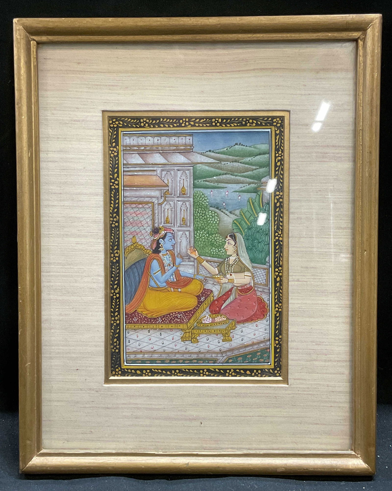 Framed Radha & Krishna Indian Miniature Painting (1 of 6)