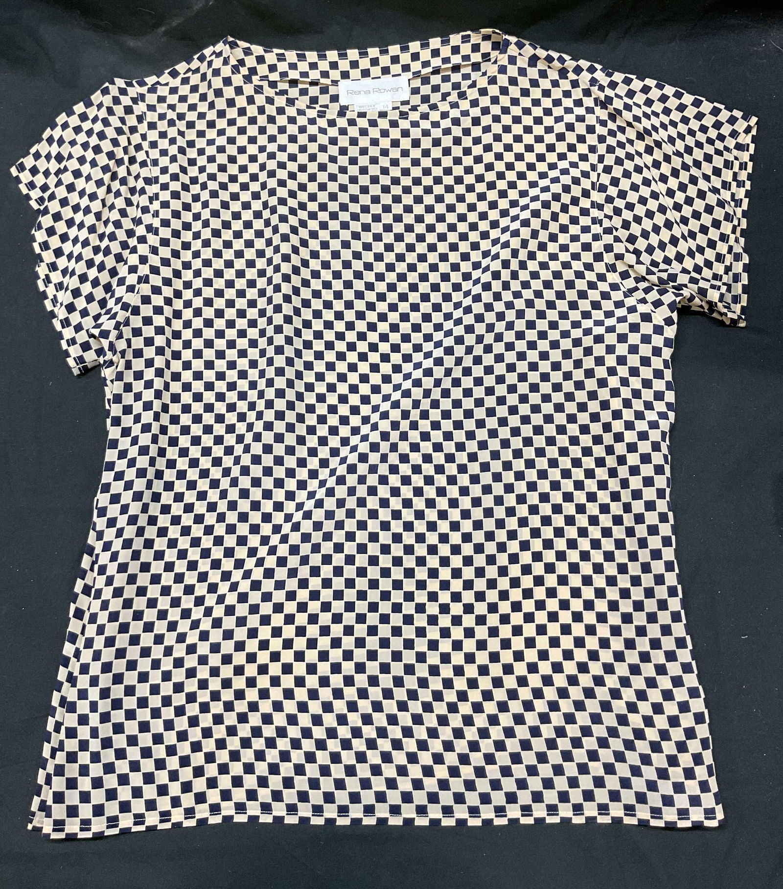 Vtg Rena Rowan Silk Checkered Top Shirt Korea (1 of 7)