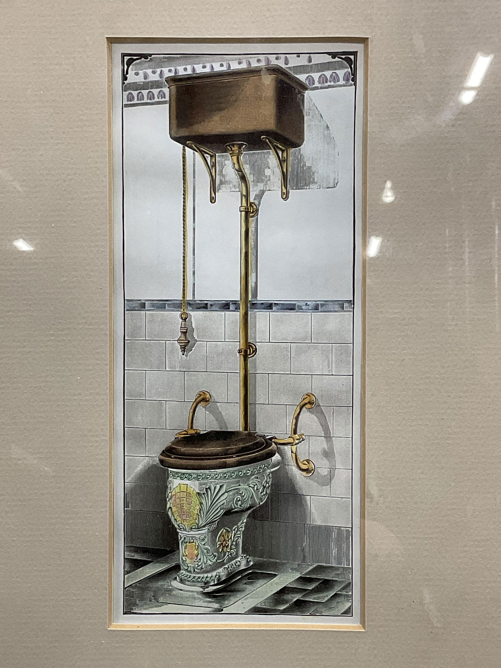Framed Victorian Style Bathroom Toilet Litho (1 of 6)