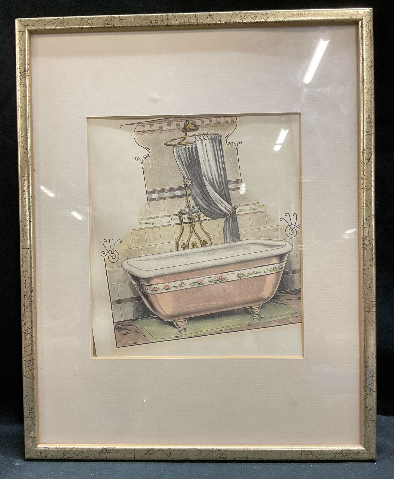 Framed Victorian Style Bathroom Bathtub Litho (1 of 6)