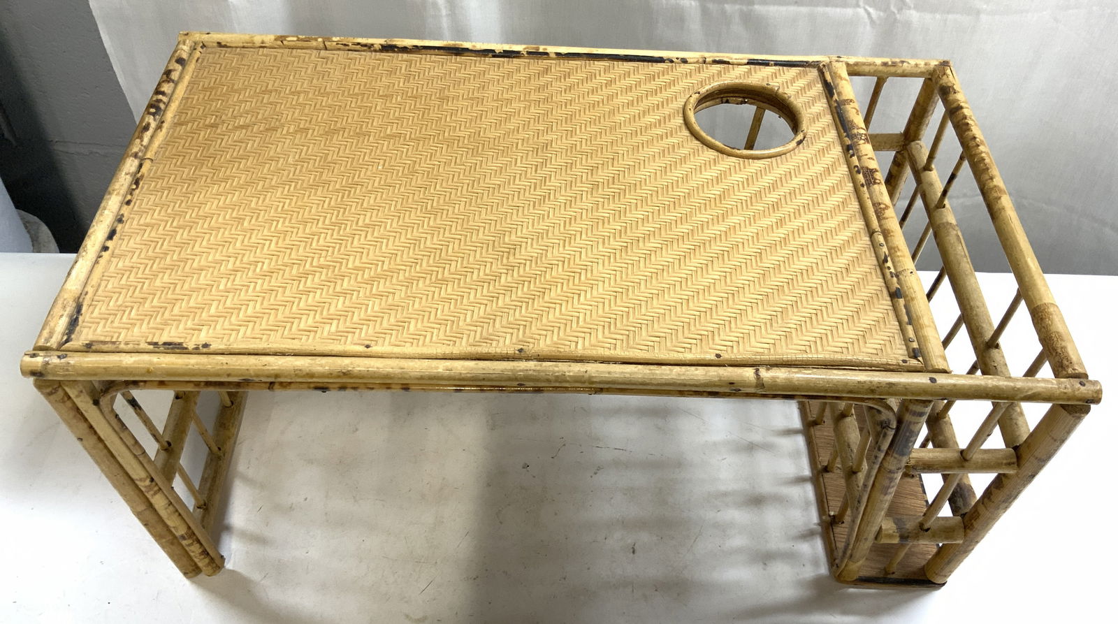 Vintage Wicker & Bamboo Breakfast Tray Tan (1 of 7)