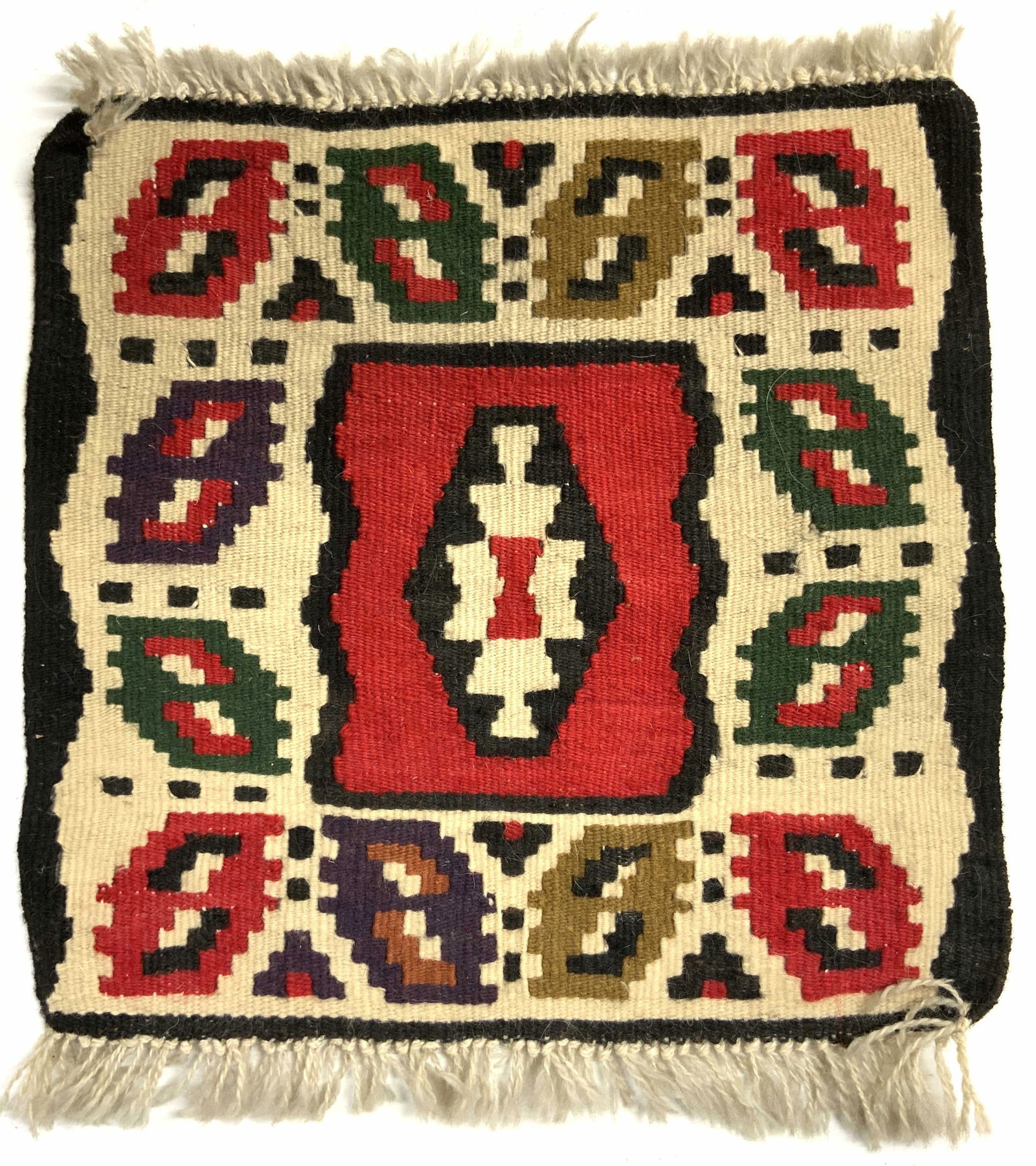 Vntg Handmade Turkish Kilim Wool Rug W Fringes (1 of 8)