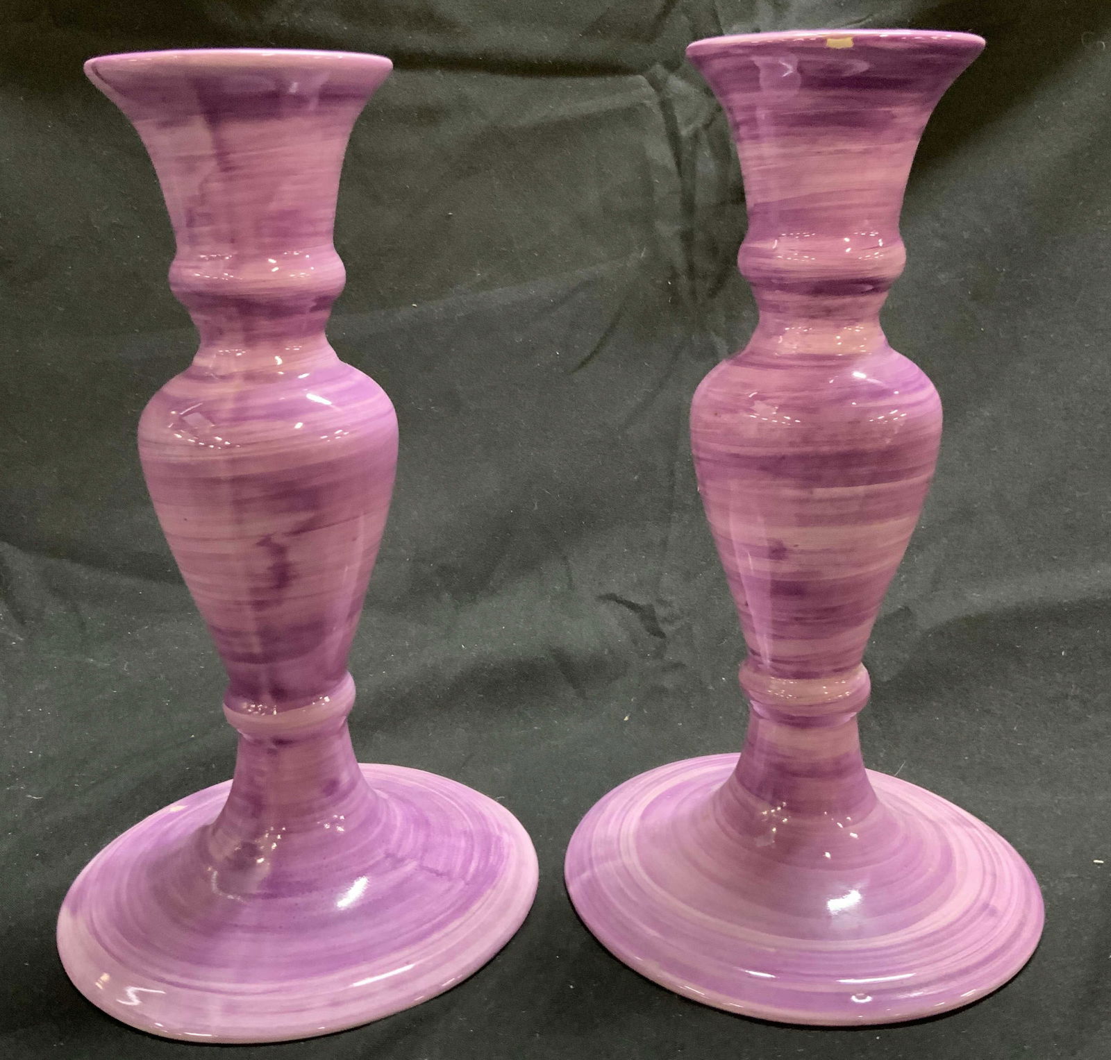 IDG POTTERY BARN Pr Porc Candlestick Purple (1 of 10)