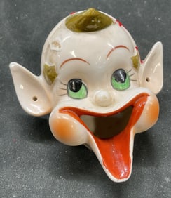 Vtg Porcelain Pixie Elf Head Ashtray Figural Japan