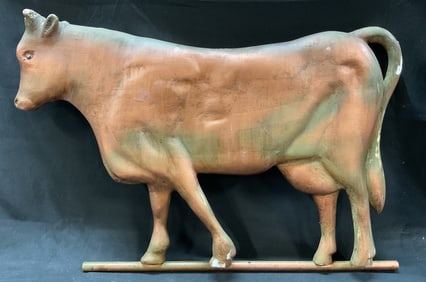 Antique Copper toned Cow Wall Hang Decor 25in