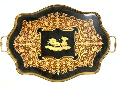 Italian Florentine Style Inlaid Galley Tray