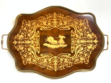 Italian Florentine Style Inlaid Galley Tray