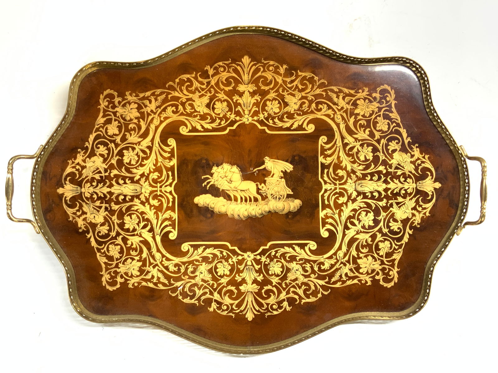 Italian Florentine Style Inlaid Galley Tray (1 of 8)