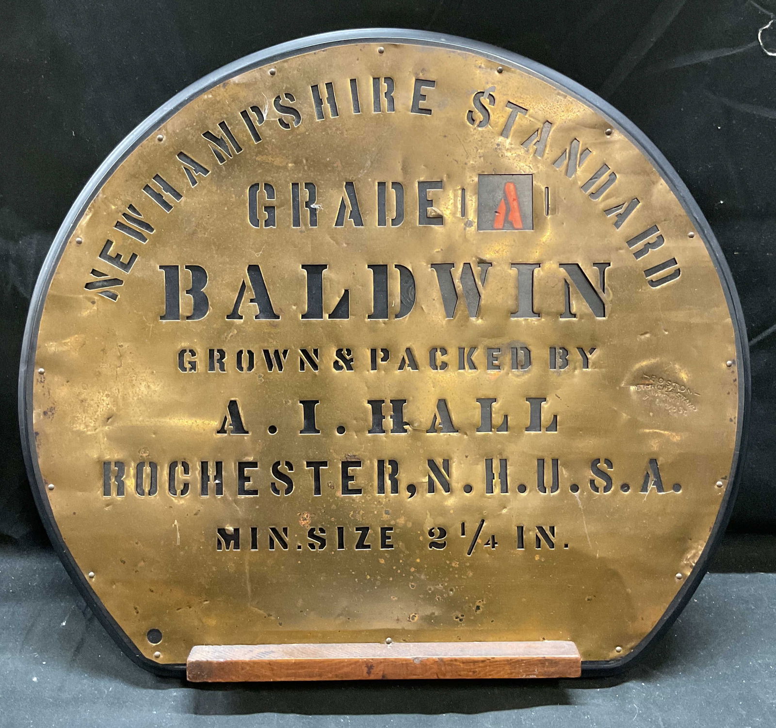 Antique Baldwin Brass Crate Stencil Plaque USA (1 of 6)