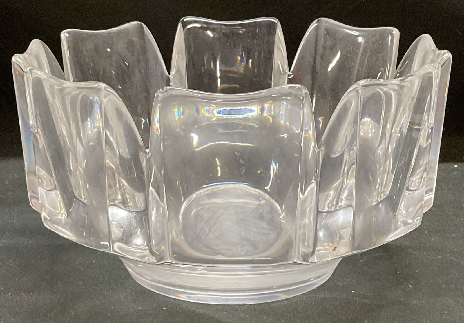 ORREFORS Corona Heavy Crystal Bowl, Sweden (1 of 7)