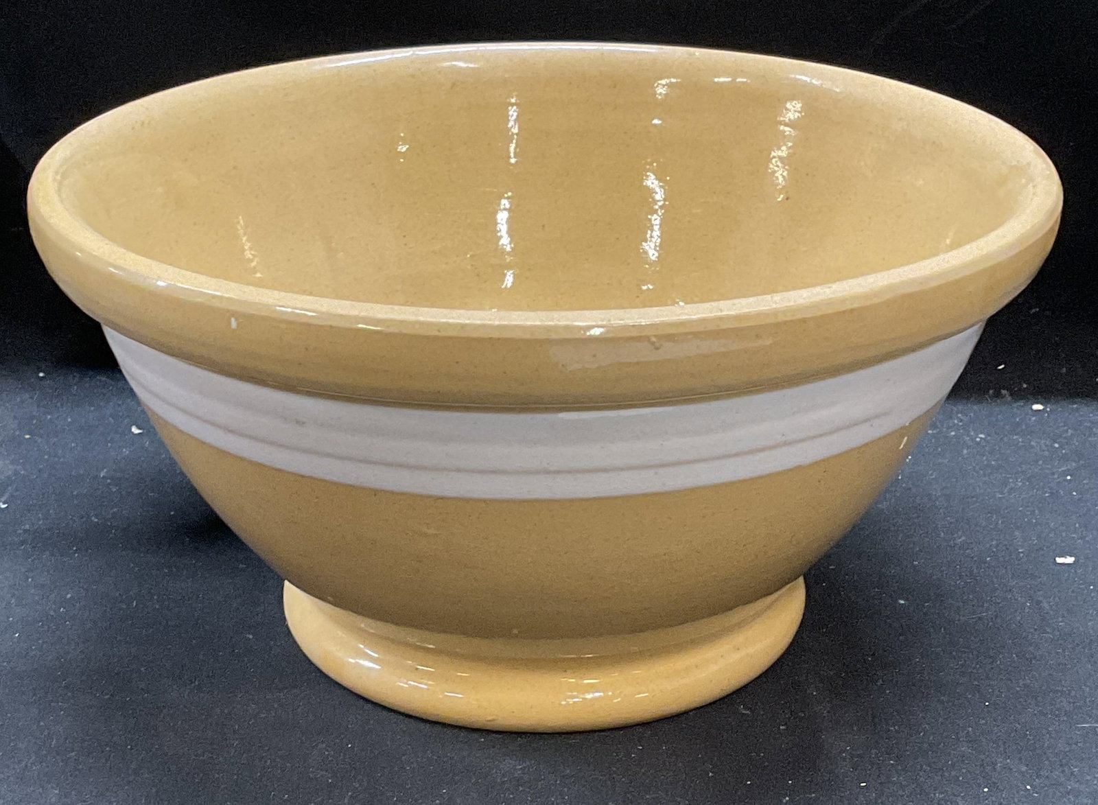 Antique Yellowware Banded Pottery Mixing Bowl (1 of 6)