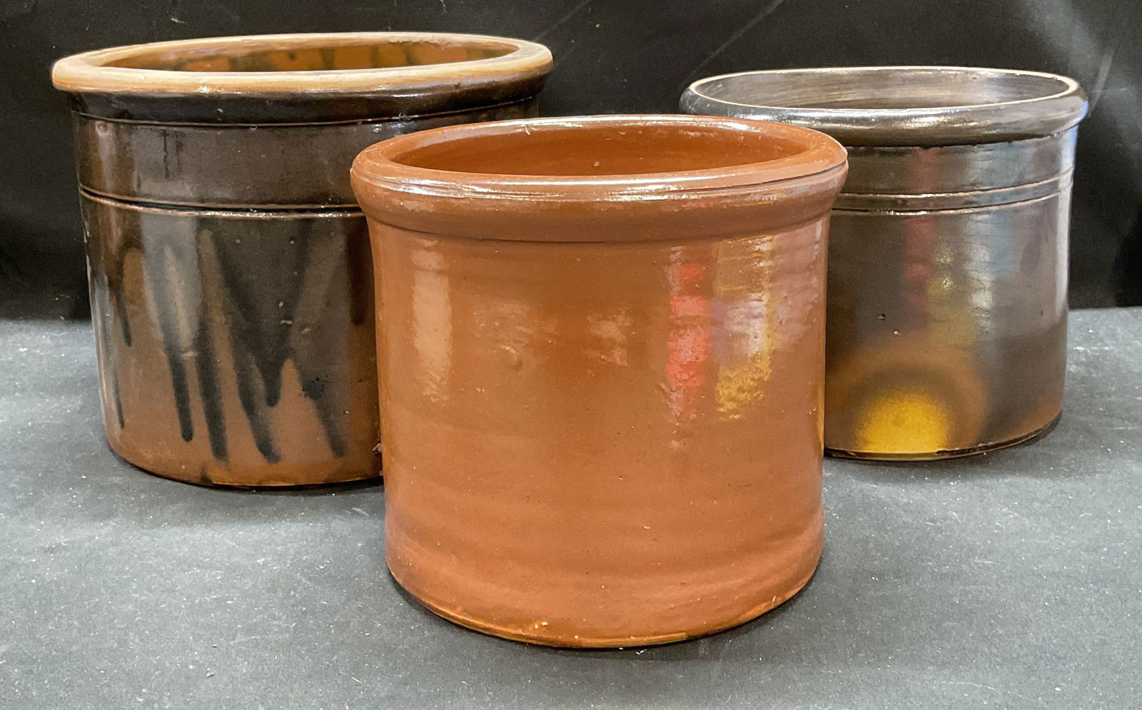 Lot 3 Antique Brown Stoneware Crocks (1 of 6)